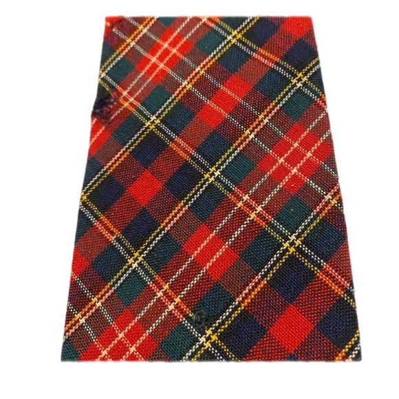 VTG Ugly Christmas Wool Plaid Tie Party Red Greenish Black Novelty w/ Moth Holes - Picture 6 of 12